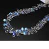 FINEST QUALITY TOP BLUE FIRE Rainbow Moonstone Faceted Pear Drop Beads Strand Length 10 Inches and Size 7mm to 12mm approx. Transparent ~ Crystal Cleae